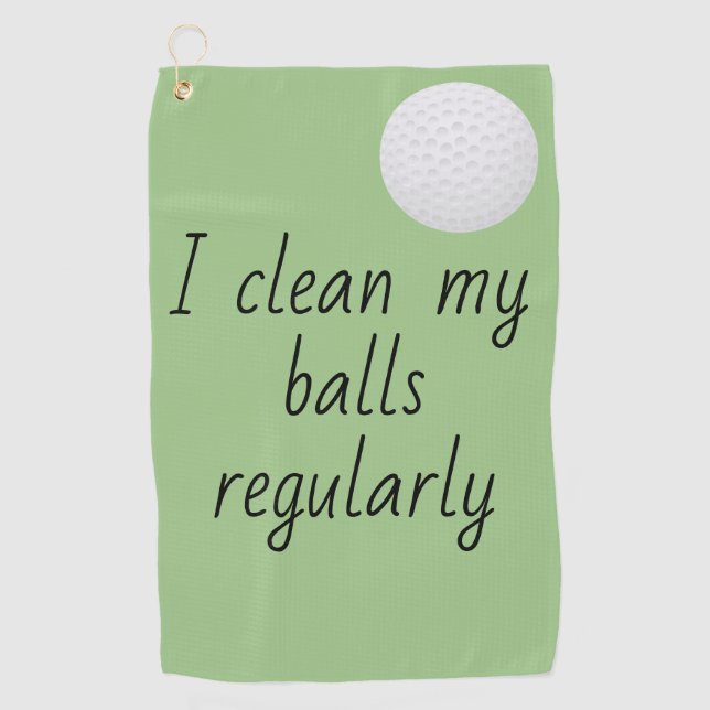 I Clean My Balls Regularly Funny Humour Golf Towel (Front)