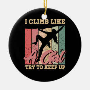 I Climb Like A Girl Rock Climbing Sunset Retro Cli Ceramic Tree Decoration