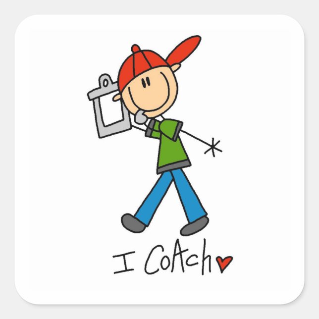 I Coach Square Sticker (Front)