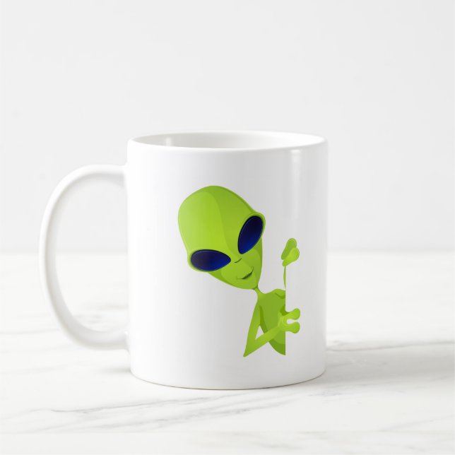 I Come in Peace Alien Coffee Mug (Left)