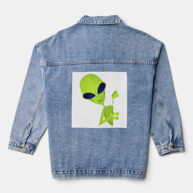 I Come in Peace Alien Denim Jacket (Back)