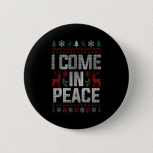 I Come In Peace Couple Matching Ugly Christmas Swe 6 Cm Round Badge