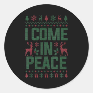I Come In Peace Couple Matching Ugly Christmas Swe Classic Round Sticker
