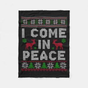 I Come In Peace Couple Matching Ugly Christmas Swe Fleece Blanket