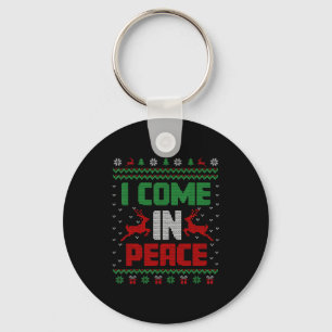 I Come In Peace Couple Matching Ugly Christmas Swe Key Ring