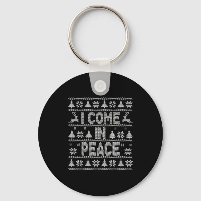 I Come In Peace Couple Matching Ugly Christmas Swe Key Ring (Front)