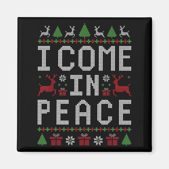 I Come In Peace Couple Matching Ugly Christmas Swe Magnet (Front)