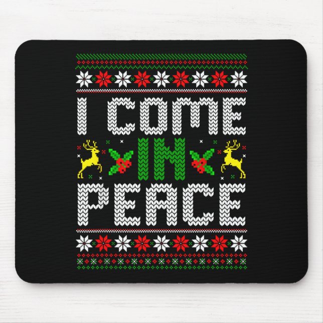 I Come In Peace Couple Matching Ugly Christmas Swe Mouse Pad (Front)