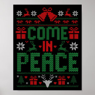 I Come In Peace Couple Matching Ugly Christmas Swe Poster