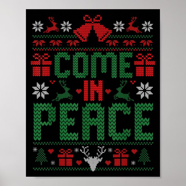 I Come In Peace Couple Matching Ugly Christmas Swe Poster (Front)