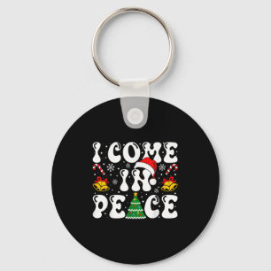 I Come In Peace Funny Couple Ugly Christmas Shirt  Key Ring