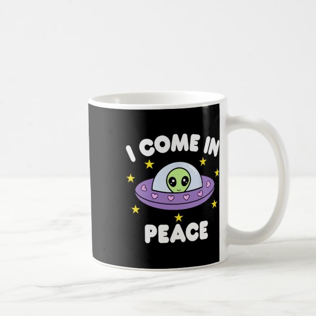 I Come In Peace Funny Spaceship Alien Couples Matc Coffee Mug (Right)