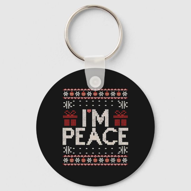 I Come In Peace I'm Peace Matching Ugly Christmas  Key Ring (Front)