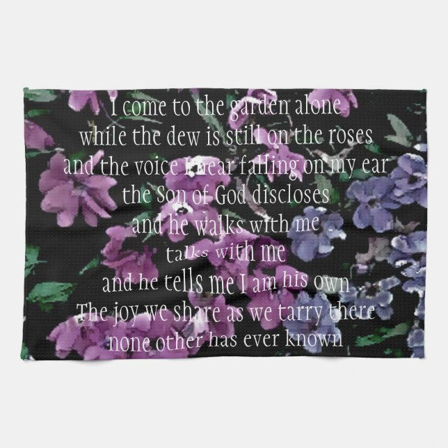 I Come to the Garden Alone Floral Tea Towel (Horizontal)