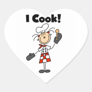 I Cook - Female Chef Heart Sticker