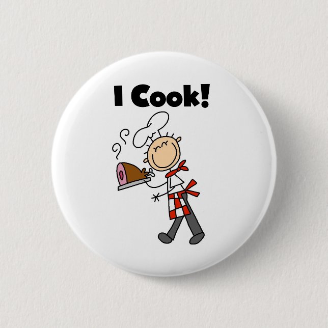 I Cook - Male Chef 6 Cm Round Badge (Front)