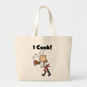 I Cook - Male Chef Large Tote Bag