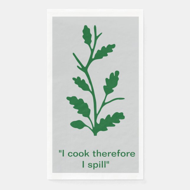 “I Cook Therefore I Spill” Oak Kitchen Towel Napkin (Front)