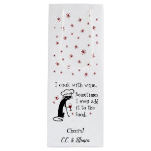I Cook With Wine Funny Quote with Cat Wine Gift Bag