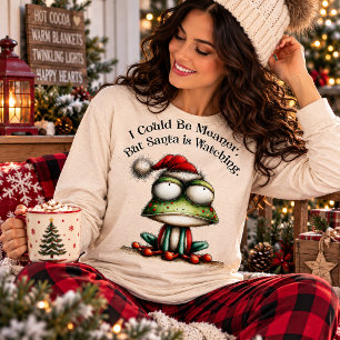 I Could Be Meaner But Santa Is Watching Funny Frog Tri-Blend Shirt