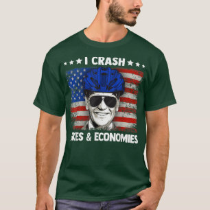 I Crash Bikes And Economies Funny Bicycle Accident T-Shirt