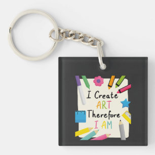 I Create Art Message with Colourful Stationery Key Ring