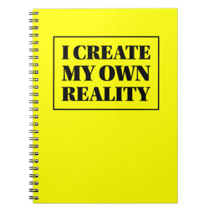 I Create My Own Reality Affirmation Black & Yellow Spiral Notebook