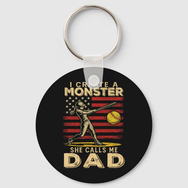 I Created A Monster She Calls Me Dad Softll Father Key Ring (Front)