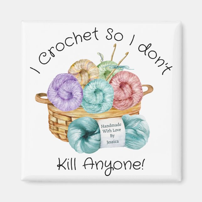 I Crochet Personalised Magnet (Front)