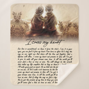 I Cross My Heart Couple Golden Anniversary Gift Sherpa Blanket