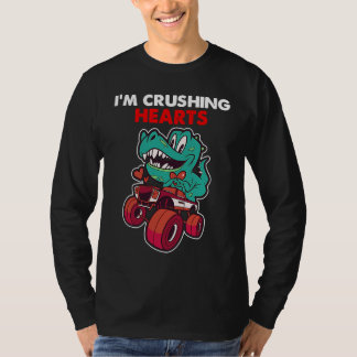 I Crush Hearts Dino Monster Truck Toddler Boy Vale T-Shirt
