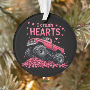 I Crush Hearts Funny Monster Truck Valentine’s  Ornament
