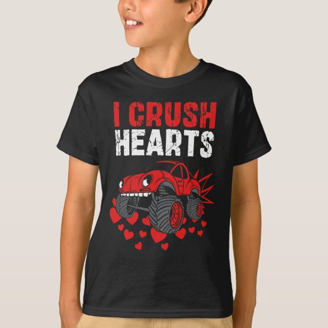 I Crush Hearts Monster Truck Boys T-Shirt (Front)