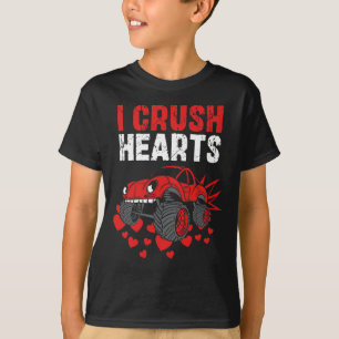 I Crush Hearts Monster Truck Boys Valentines Day T-Shirt