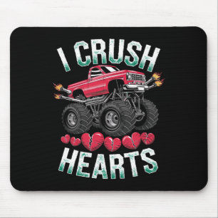 I Crush Hearts Monster Truck Funny Valentines Day Mouse Pad