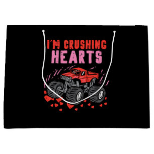 I Crush Hearts Monster Truck Toddler Boys Valentin Large Gift Bag