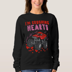 I Crush Hearts Monster Truck Toddler Boys Valentin Sweatshirt