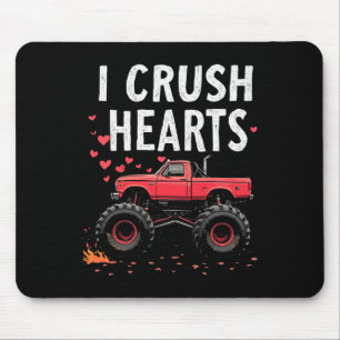 I Crush Hearts Monster Truck Valentine Boys Kids Mouse Pad