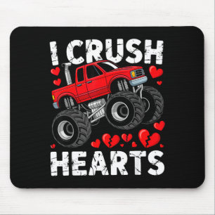 I Crush Hearts Valentine Monster Truck Boys Toddle Mouse Pad