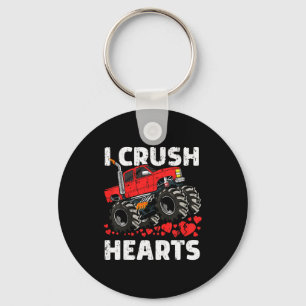 I Crush Hearts Valentines Day Monster Truck Boys T Key Ring