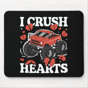 I Crush Hearts Valentine's Day Monster Truck Mouse Pad