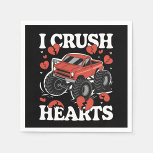 I Crush Hearts Valentine's Day Monster Truck Napkin