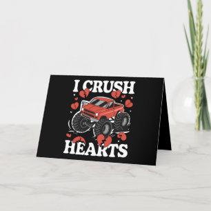 I Crush Hearts Valentine's Day Monster Truck Thank You Card