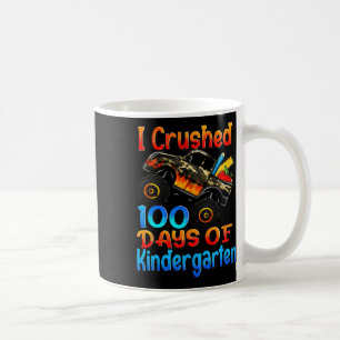 I Crushed 100 Days Of Kindergarten Monster Trucks Coffee Mug