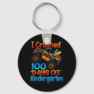 I Crushed 100 Days Of Kindergarten Monster Trucks Key Ring
