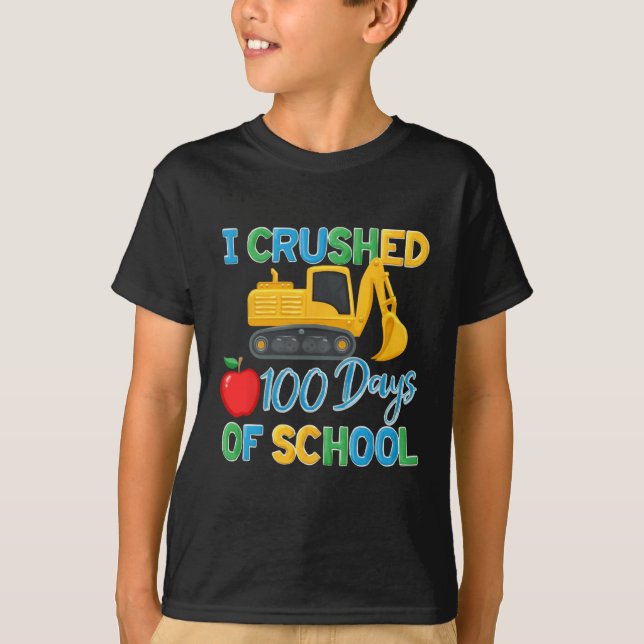 I Crushed 100 Days Of School 100th Pre-k Construct T-Shirt (Front)