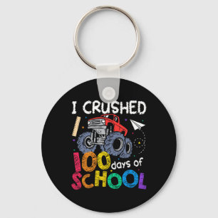 I Crushed 100 Days Of School Boys Kids Monster Tru Key Ring