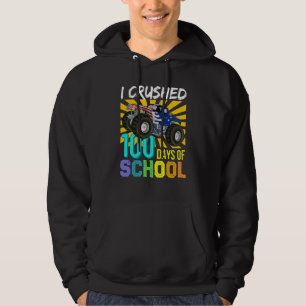 I Crushed 100 Days Of School Boys Monster Truck Hoodie