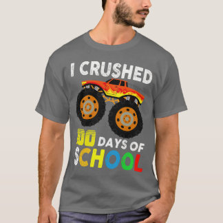 I Crushed 100 Days Of School Boys Monster Truck T-Shirt