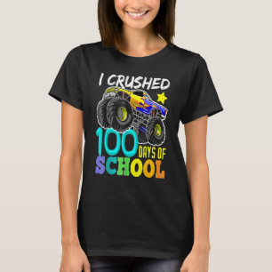I Crushed 100 Days Of School Boys Monster Truck T-Shirt